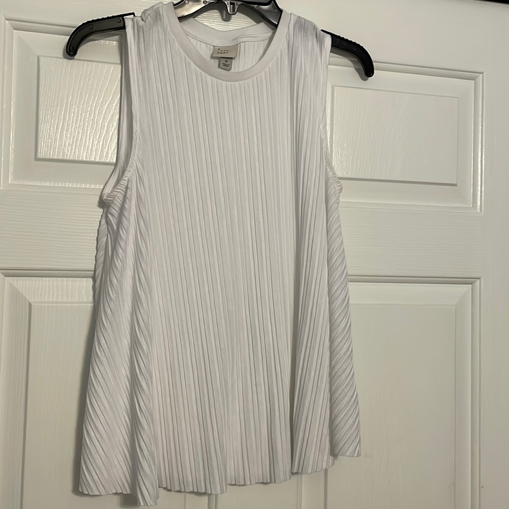 White tank with pleated detail